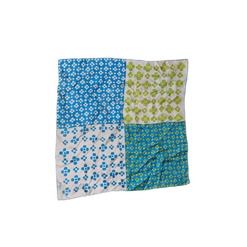 Echo Blue and Green Floral Patchwork Silk Scarf